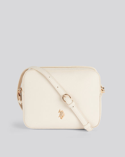 U.S. Polo Assn. Womens Mansion Double Zip Crossbody Bag Off White