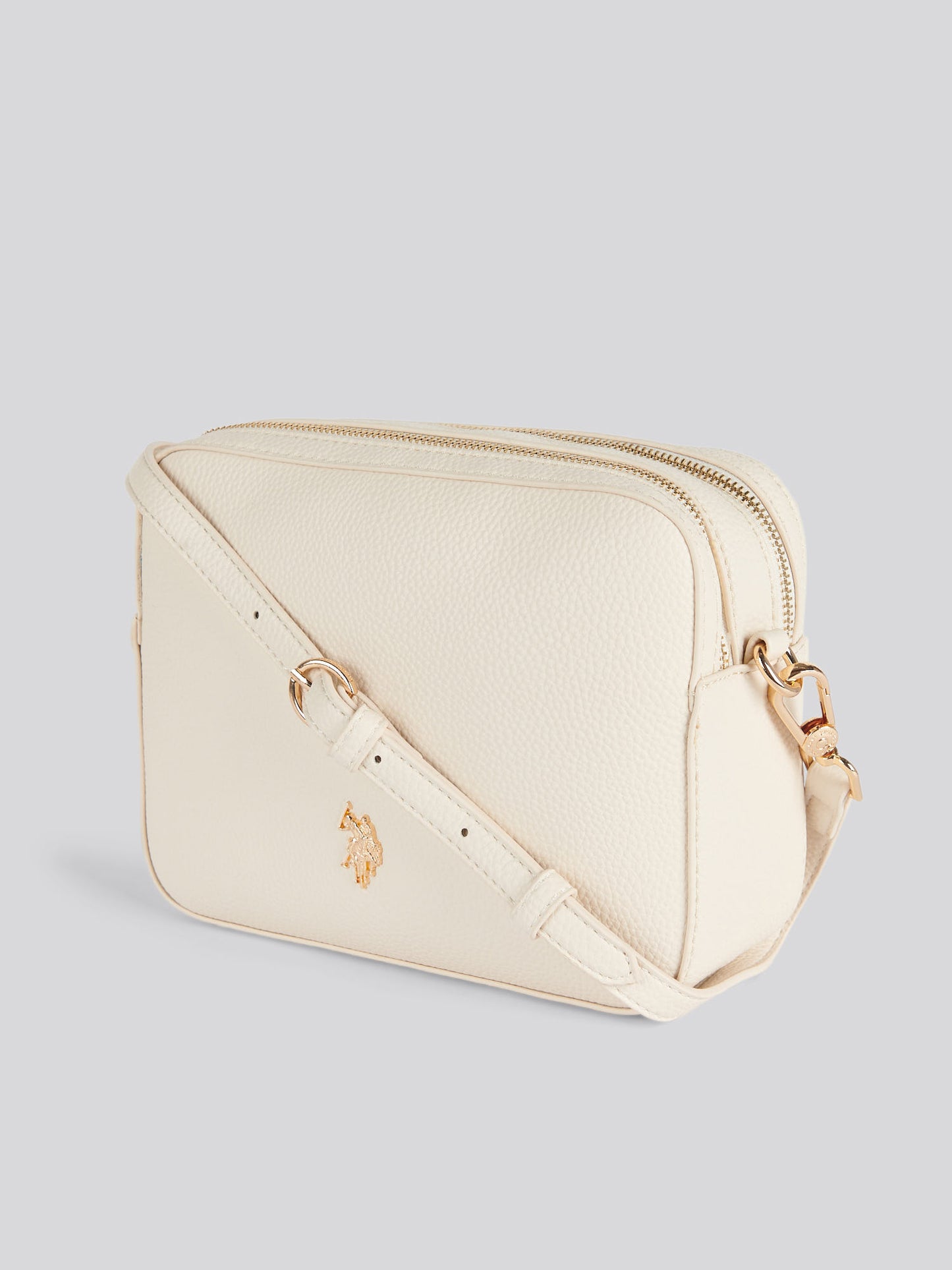 U.S. Polo Assn. Womens Mansion Double Zip Crossbody Bag Off White