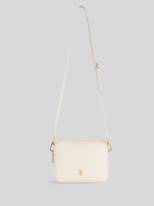U.S. Polo Assn. Womens Mansion Double Zip Crossbody Bag Off White