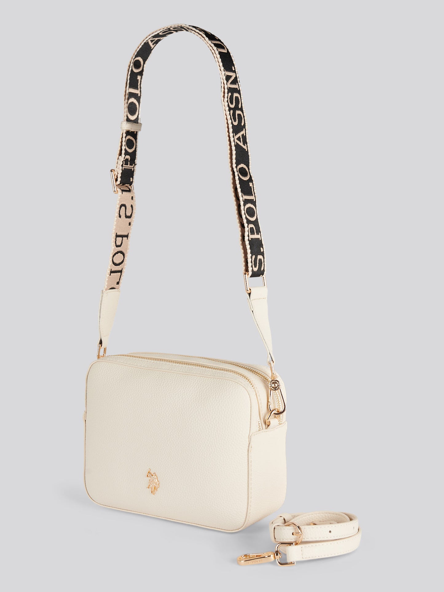 U.S. Polo Assn. Womens Mansion Double Zip Crossbody Bag Off White