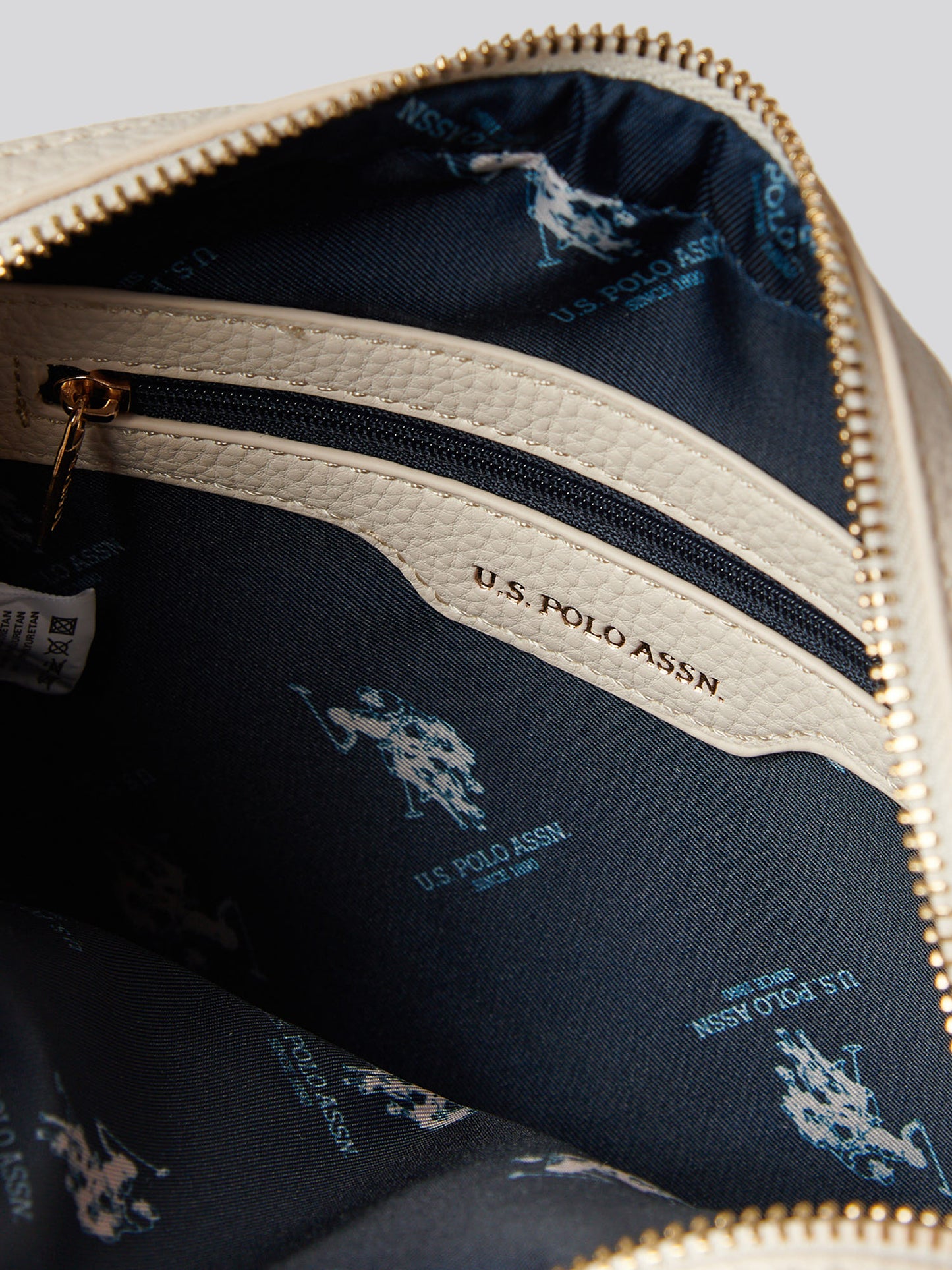 U.S. Polo Assn. Womens Mansion Double Zip Crossbody Bag Off White