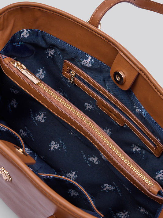 U.S. Polo Assn. Womens Blackstone Shopping Bag Tan