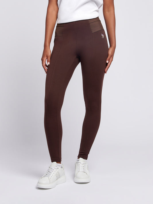 Womens Elastic Waistband Legging in Puce