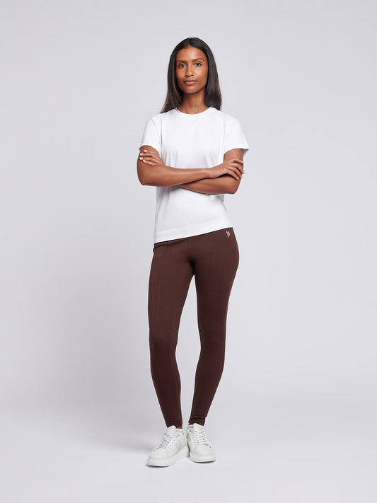 Womens Elastic Waistband Legging in Puce