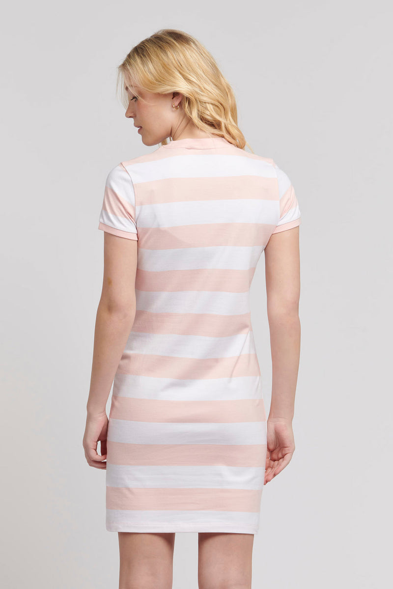 Womens Striped T-Shirt Dress in Crystal Rose