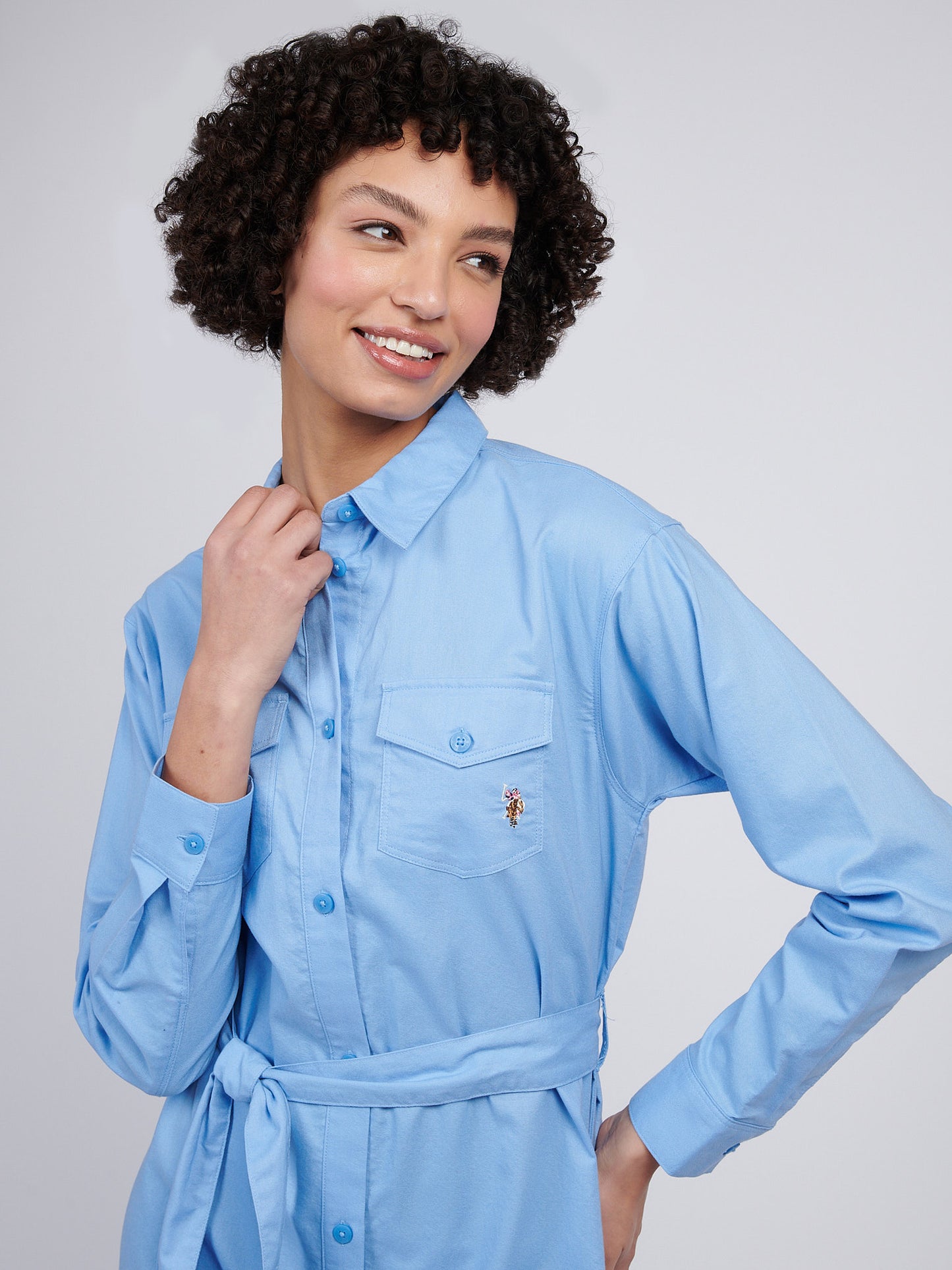 Womens USPA Shirt Dress in Vista Blue