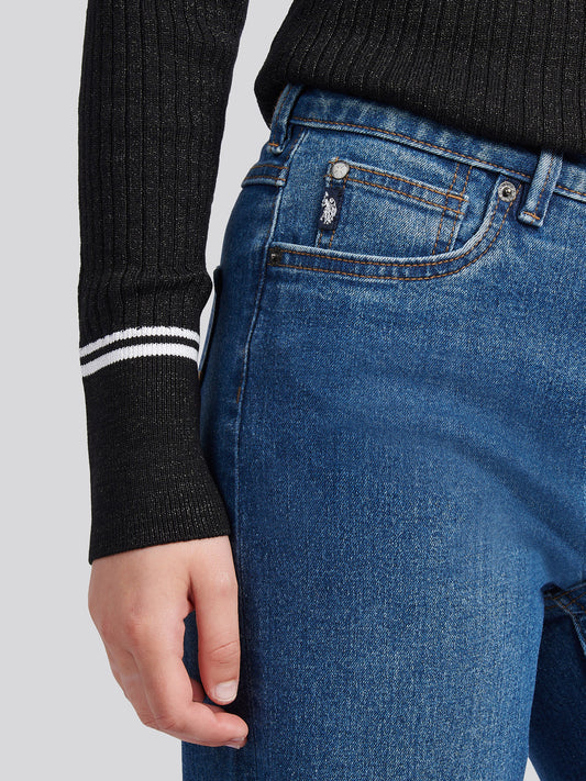 Womens Straight Fit Jean Mid Wash