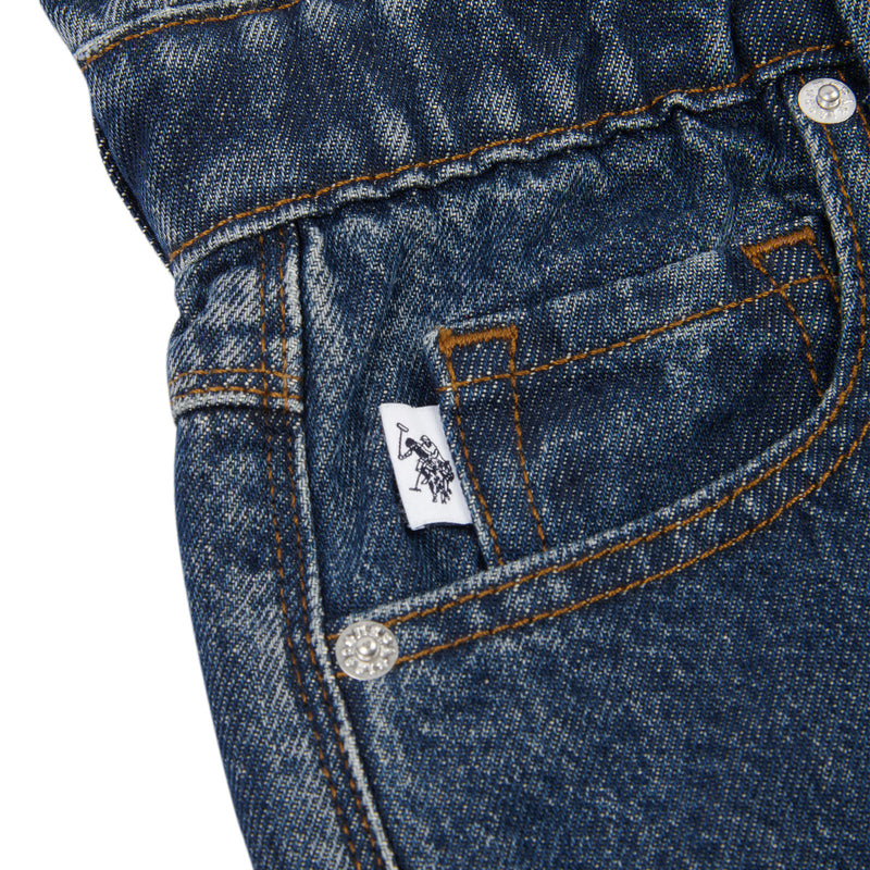 Womens Paper Bag Waist Slouch Denim Jeans in Vintage Wash