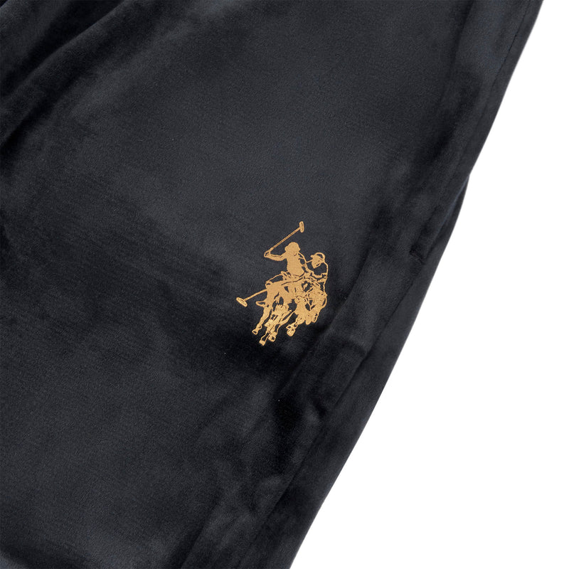 Womens Velour Gold Logo Slim Fit Joggers in Black