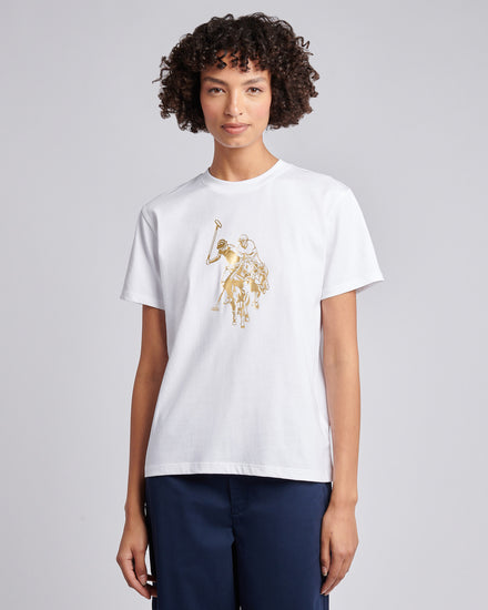 Womens Gold Logo T-Shirt in Bright White