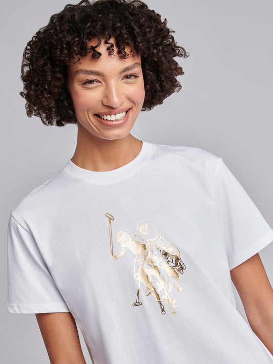 Womens Gold Logo T-Shirt in Bright White