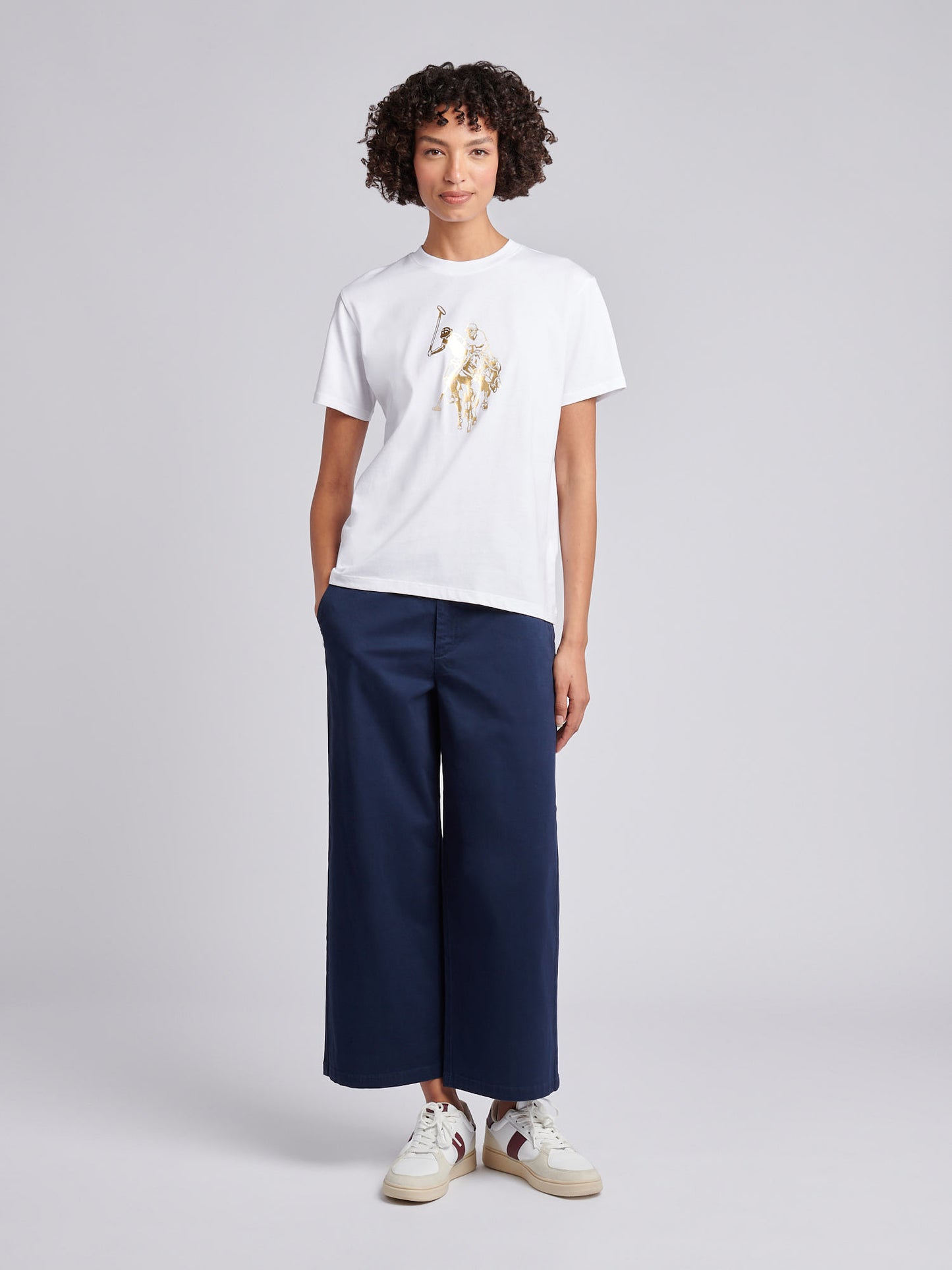 Womens Gold Logo T-Shirt in Bright White