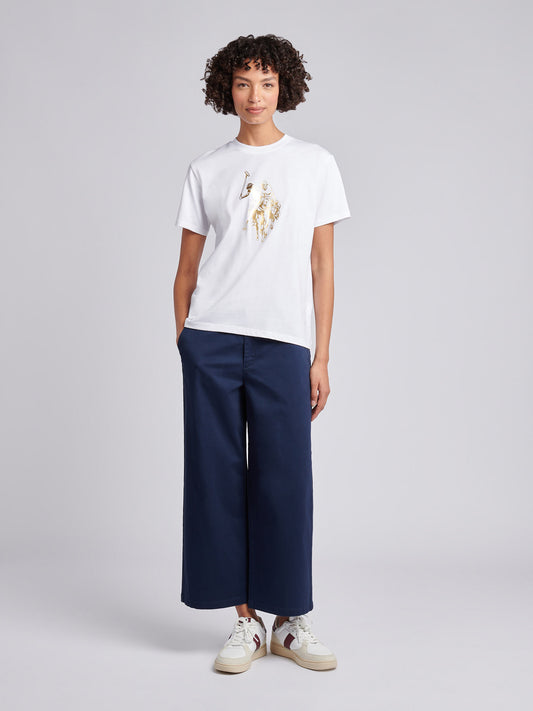 Womens Gold Logo T-Shirt in Bright White