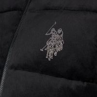 Womens Velour Diamante Puffer Jacket in Black