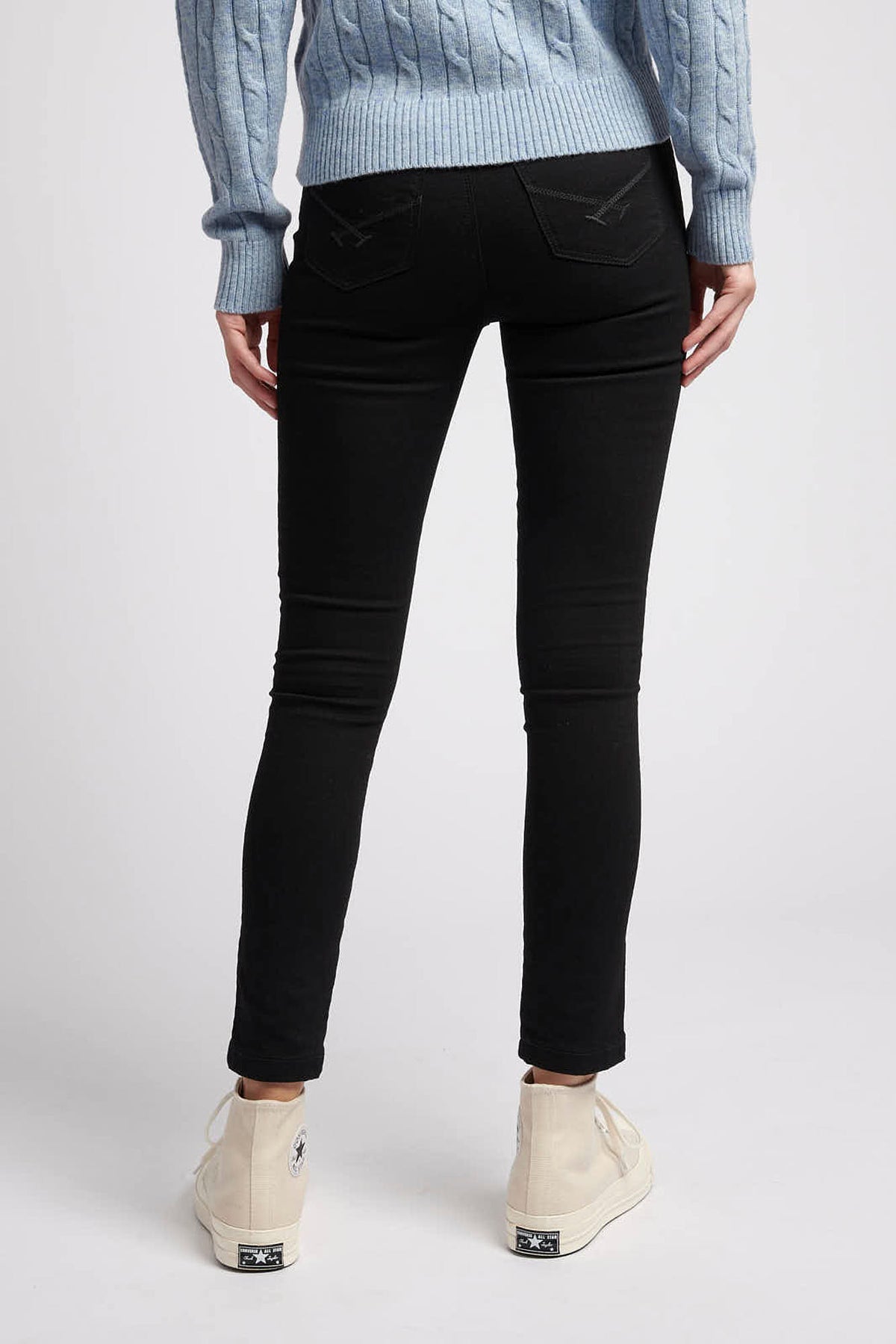 Womens Skinny Fit Denim Jeans in Black Rinse