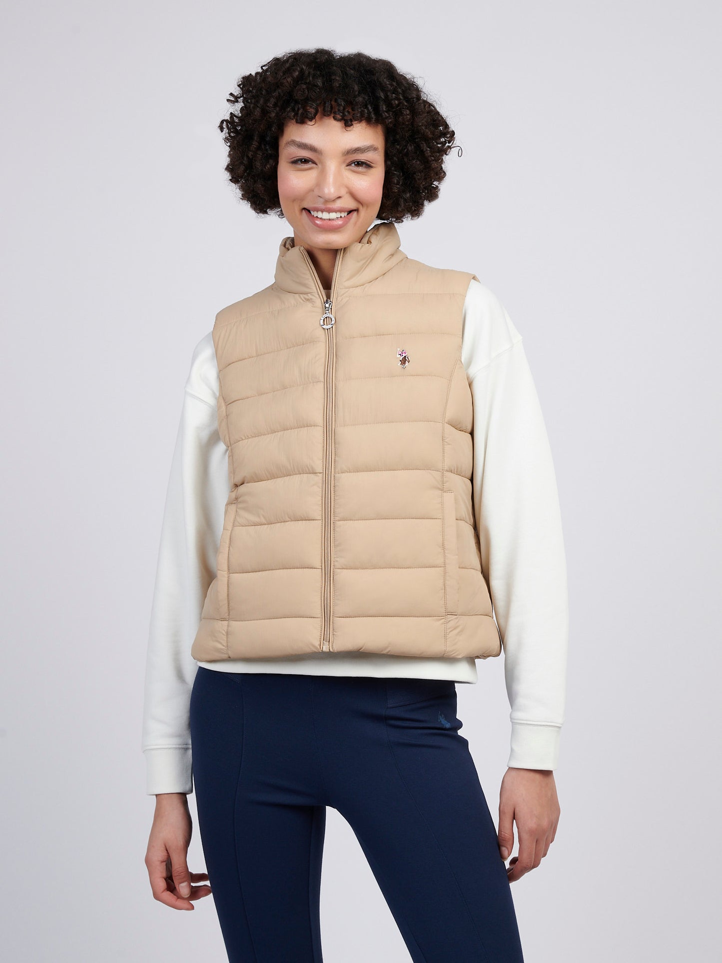 Womens Lightweight Puffer Gilet in Sesame