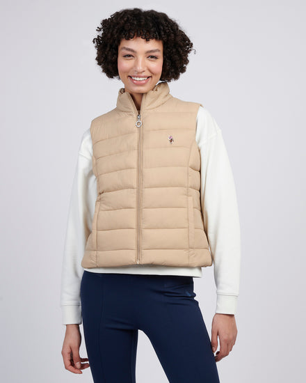 Womens Lightweight Puffer Gilet in Sesame