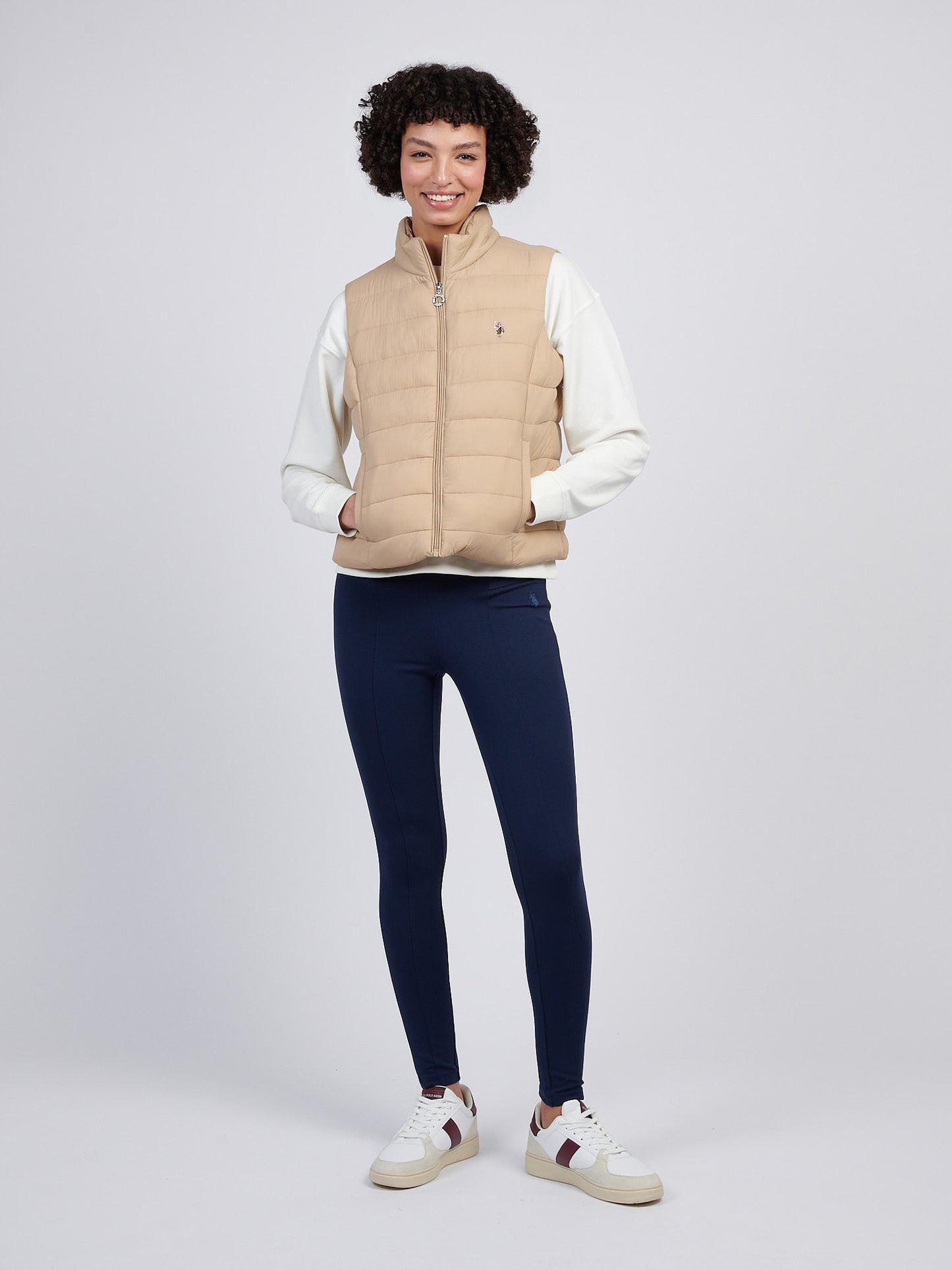 Womens Lightweight Puffer Gilet in Sesame