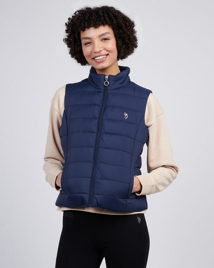 Womens Lightweight Puffer Gilet in Navy Iris