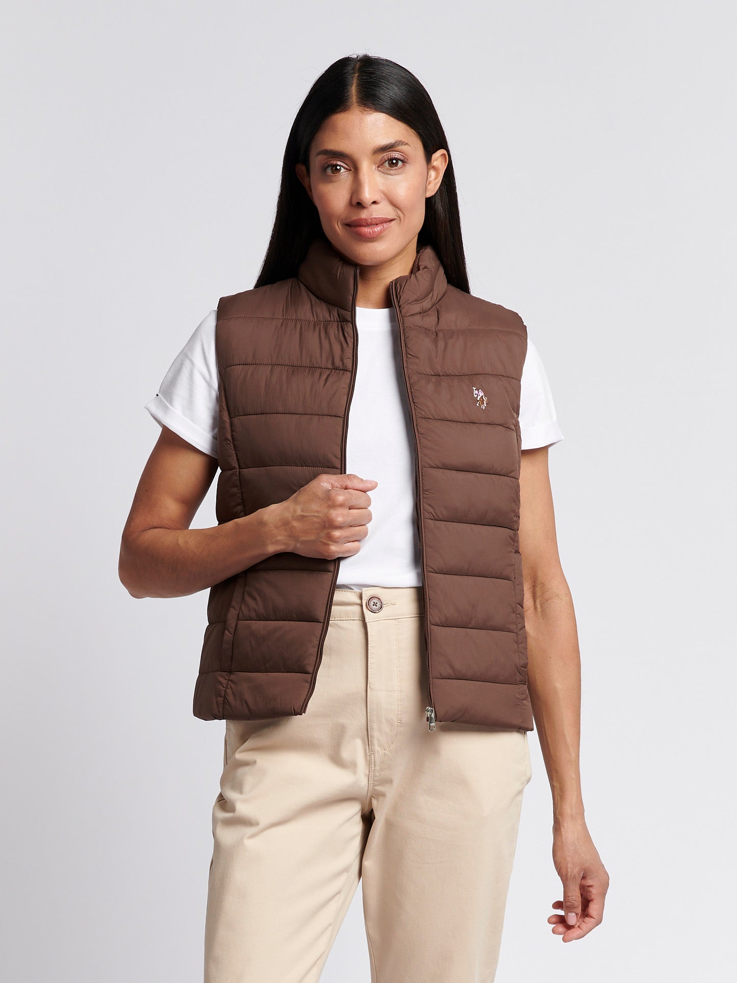 Womens Lightweight Puffer Gilet in Chocolate Martini