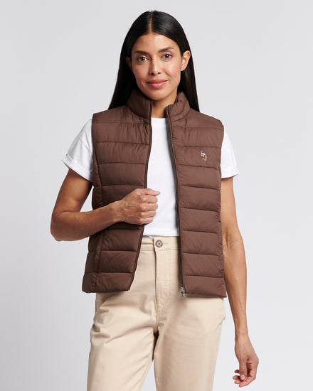 Womens Lightweight Puffer Gilet in Chocolate Martini
