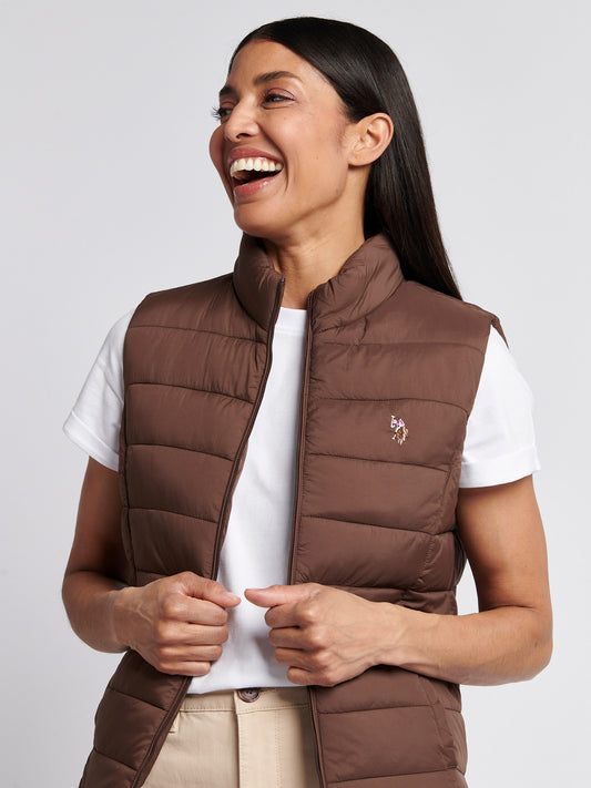 Womens Lightweight Puffer Gilet in Chocolate Martini
