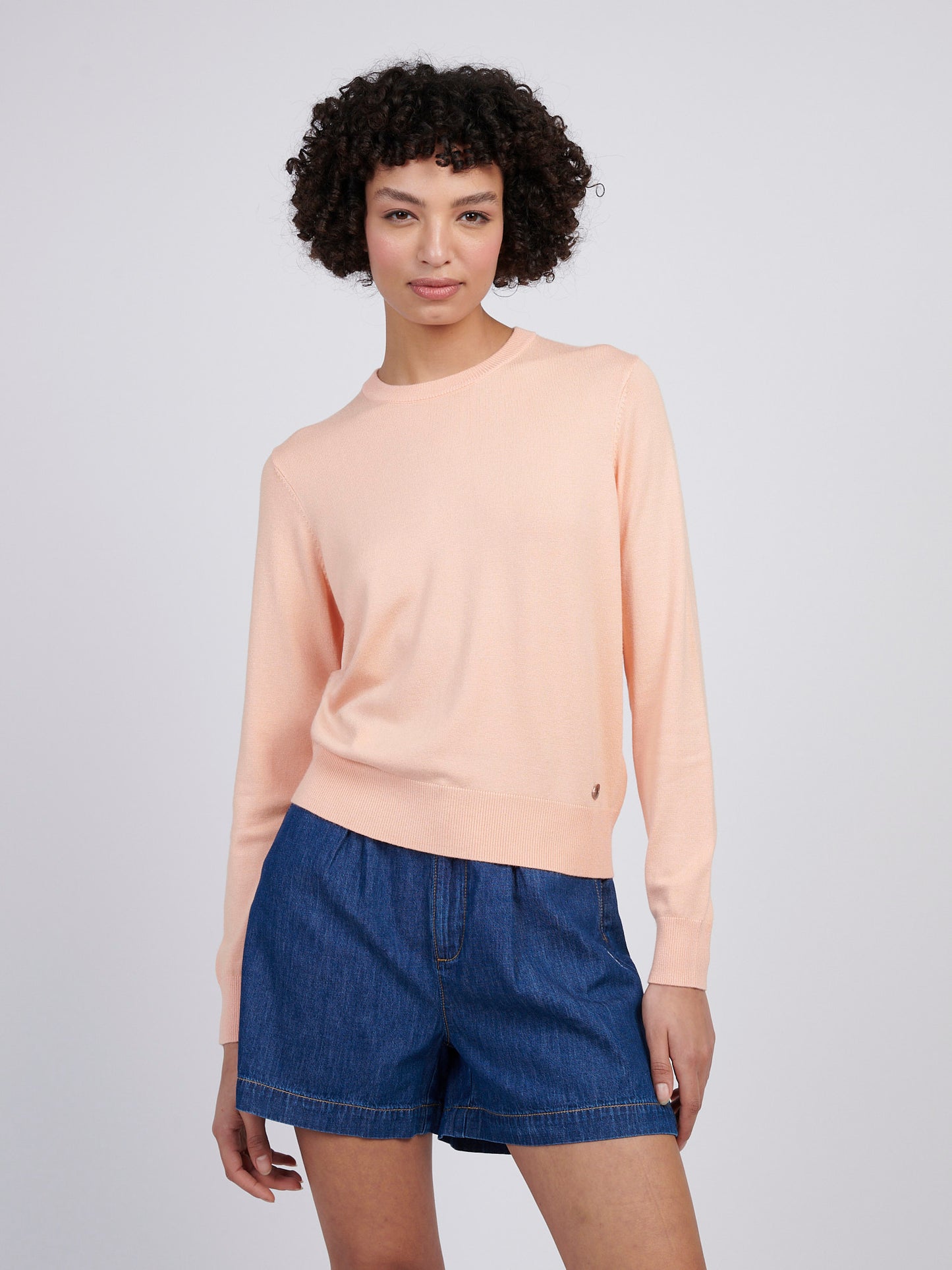 Womens Crew Neck Jumper in Peach Nectar