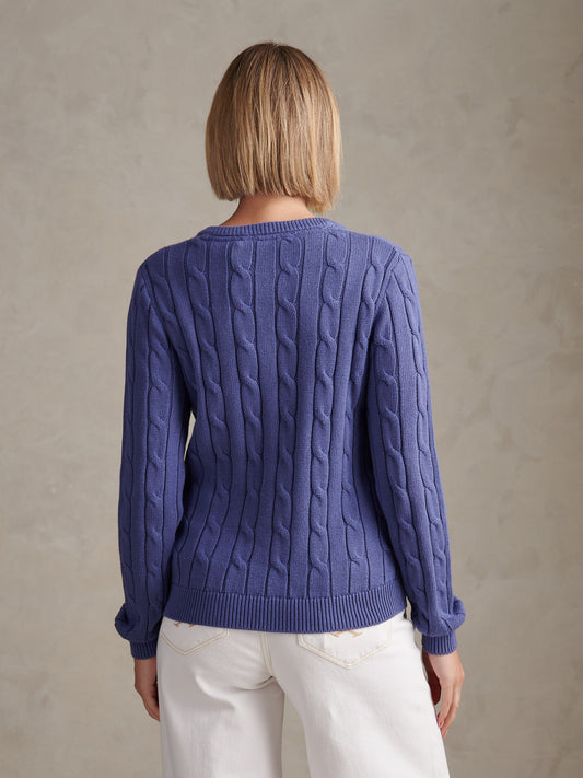Womens V-Neck Cable Jumper Marlin