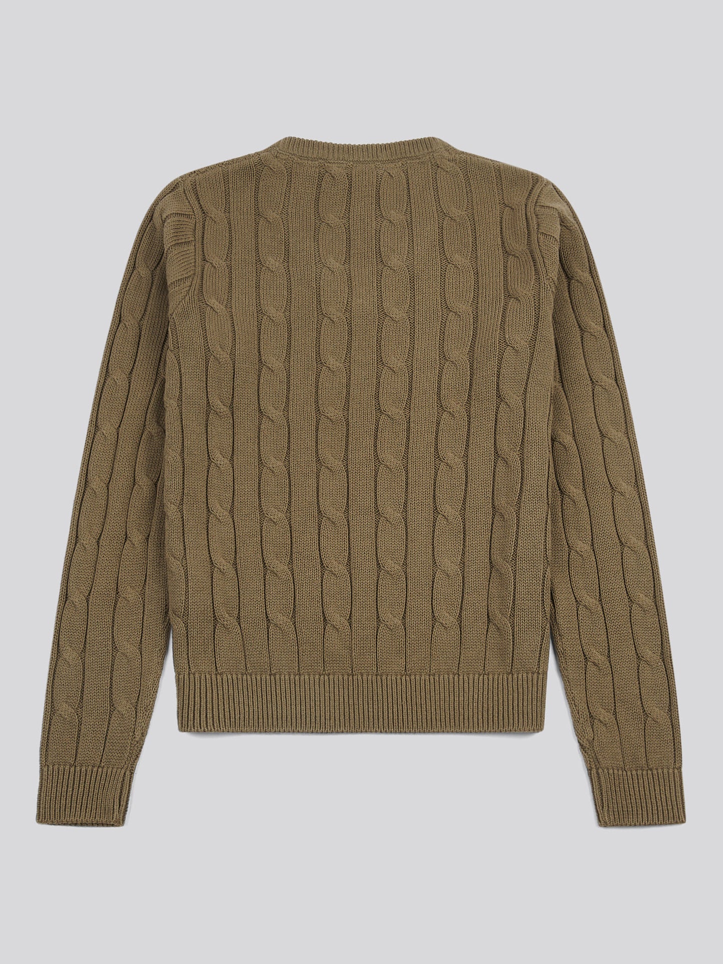Womens V-Neck Cable Jumper in Kalamata Green