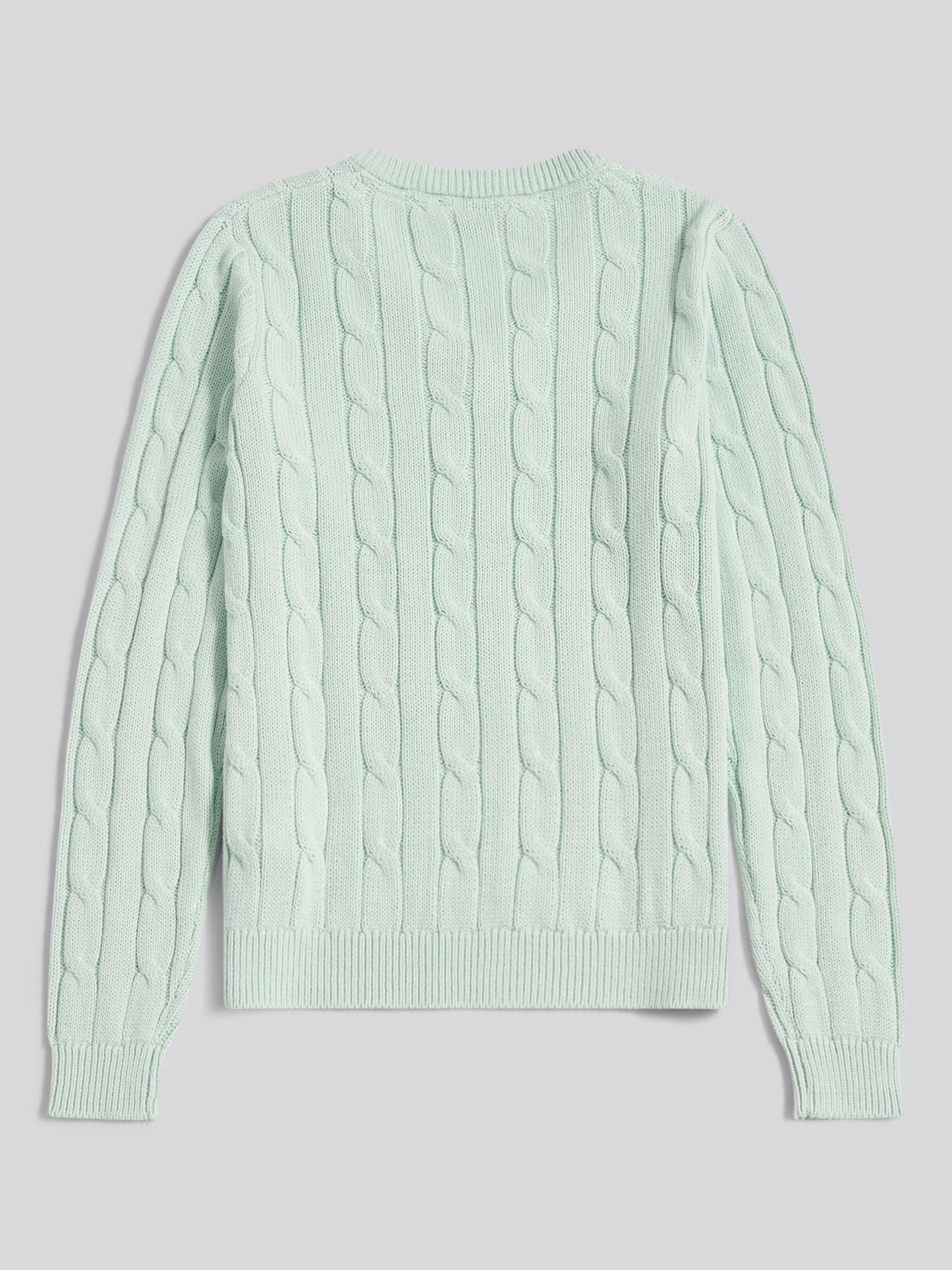 Womens V-Neck Cable Jumper Misty Jade
