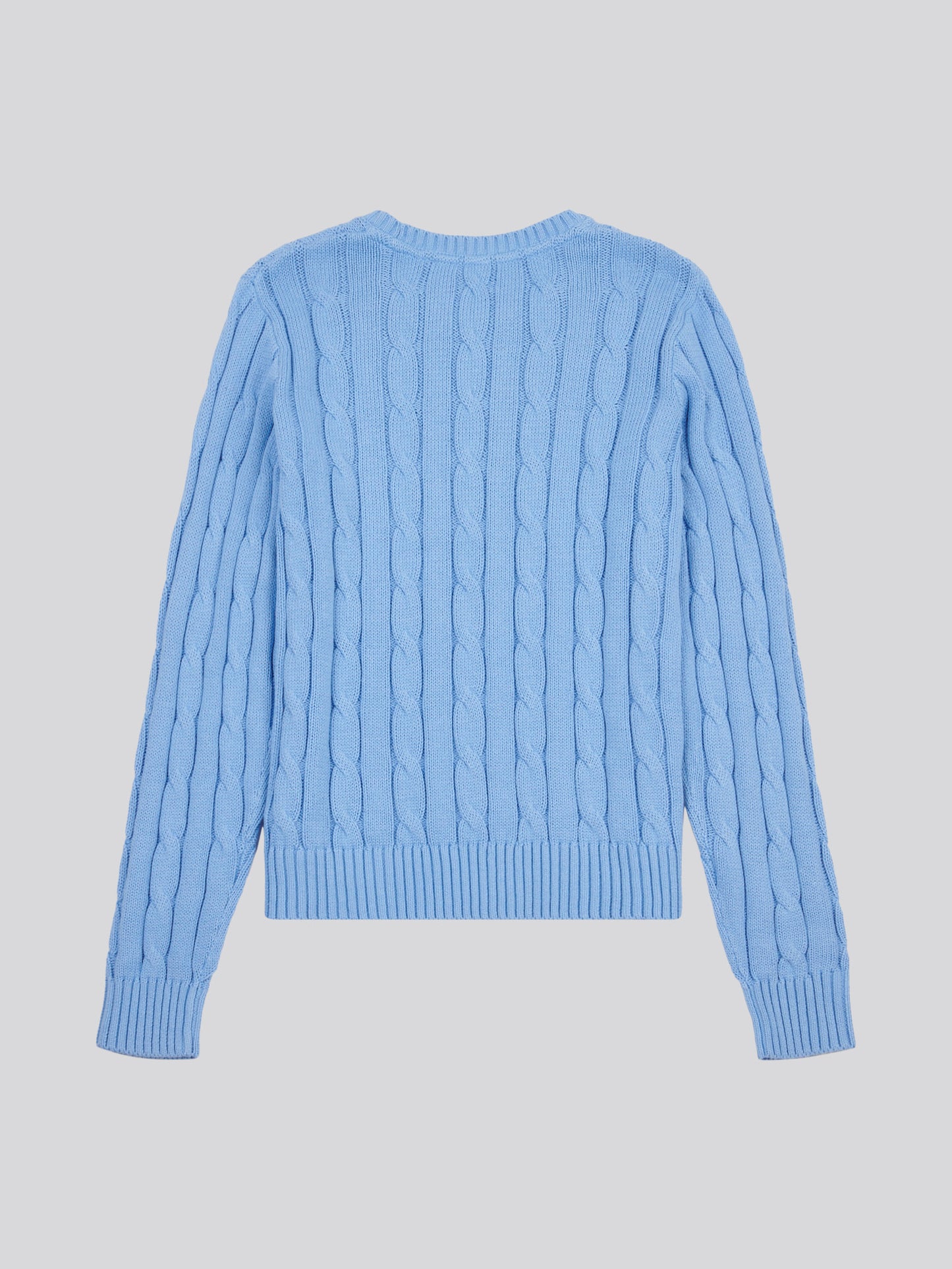 Womens Crew Neck Cable Jumper in Vista Blue