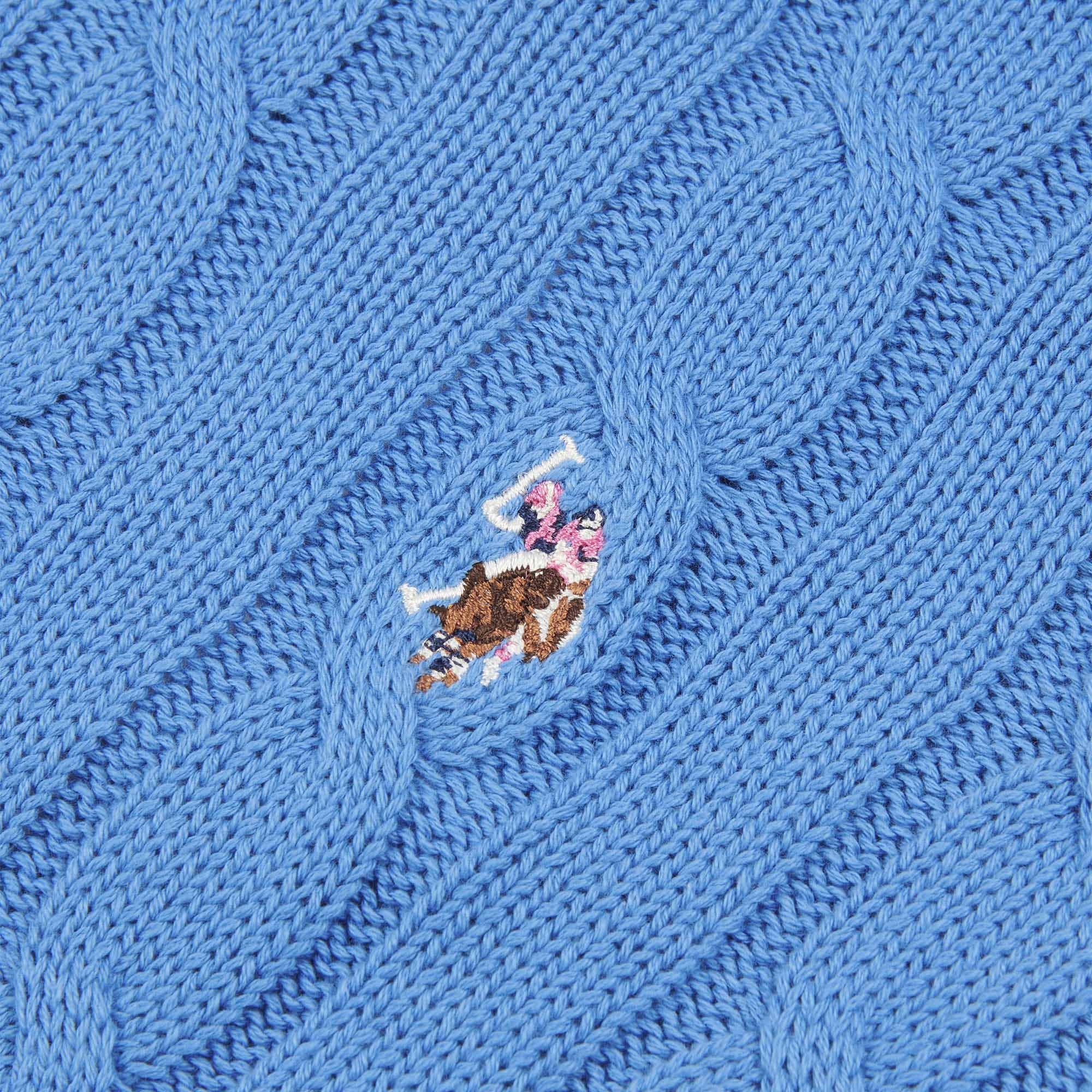 Womens Crew Neck Cable Knit Jumper in Regatta Blue