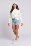 Womens Crew Neck Cable Knit Jumper in Marshmallow