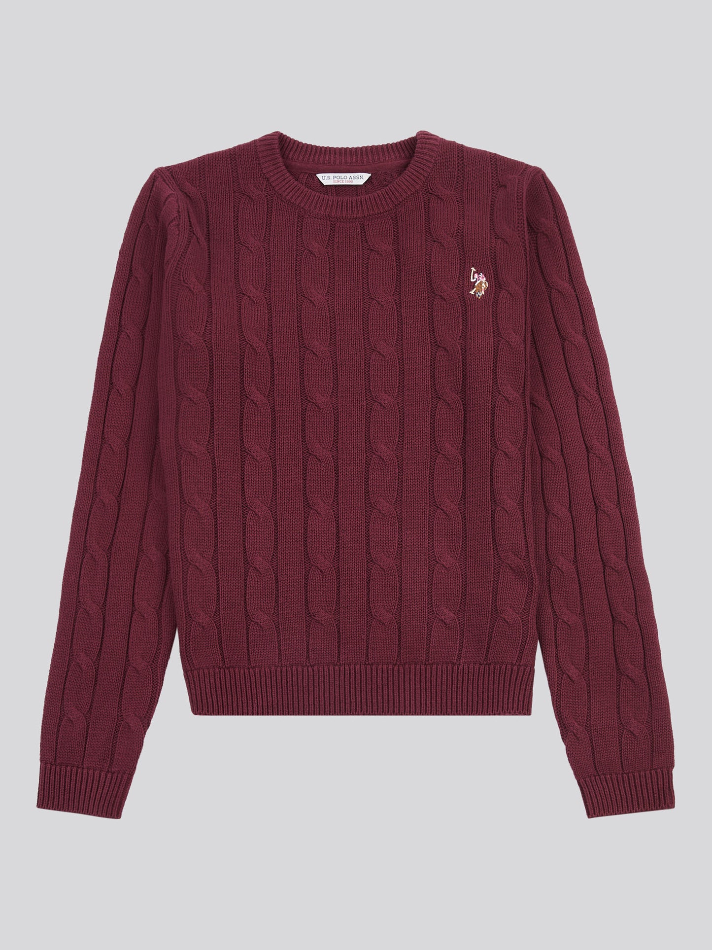 Womens Crew Neck Cable Jumper in Fig