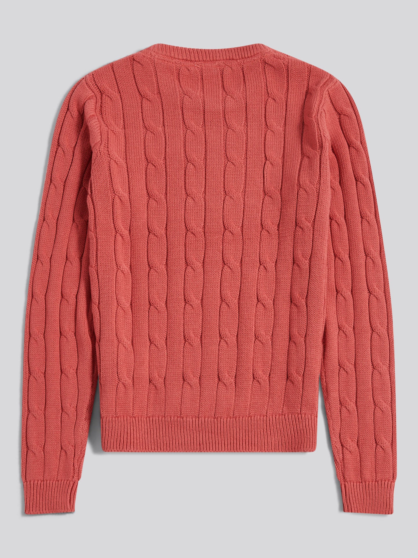 Womens Crew Neck Cable Jumper Mineral Red