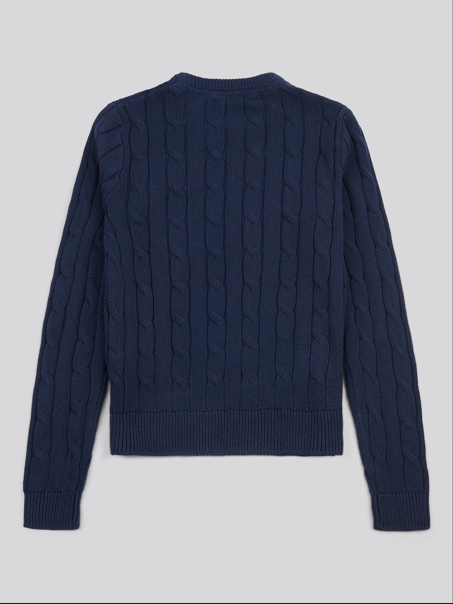 Womens Crew Neck Cable Jumper in Navy Iris