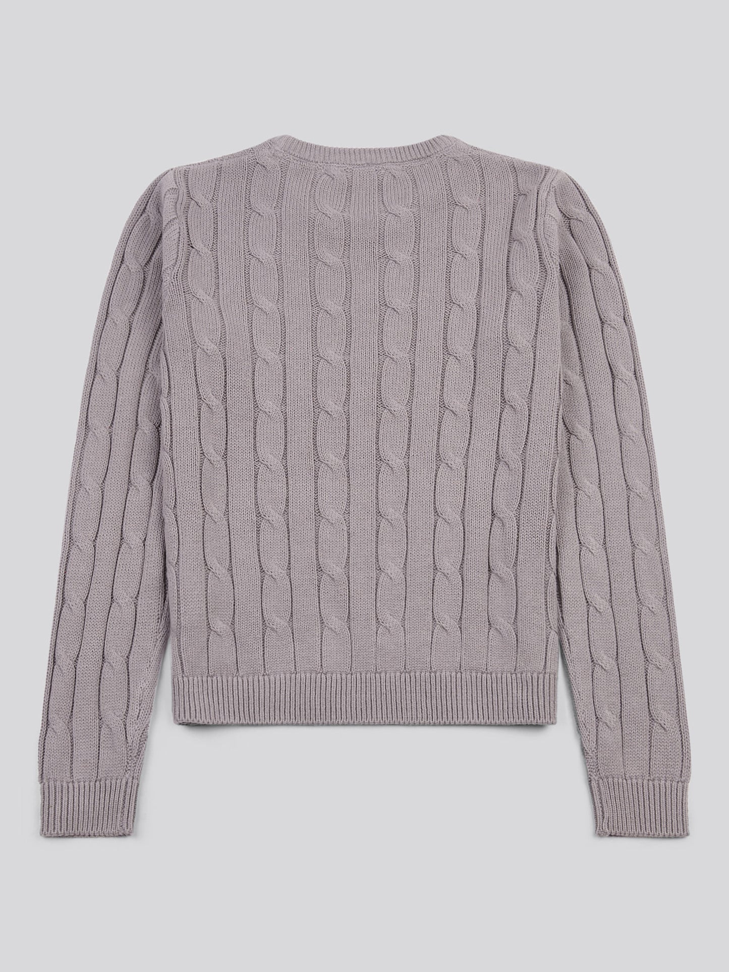 Womens Crew Neck Cable Jumper in Silver Filigree