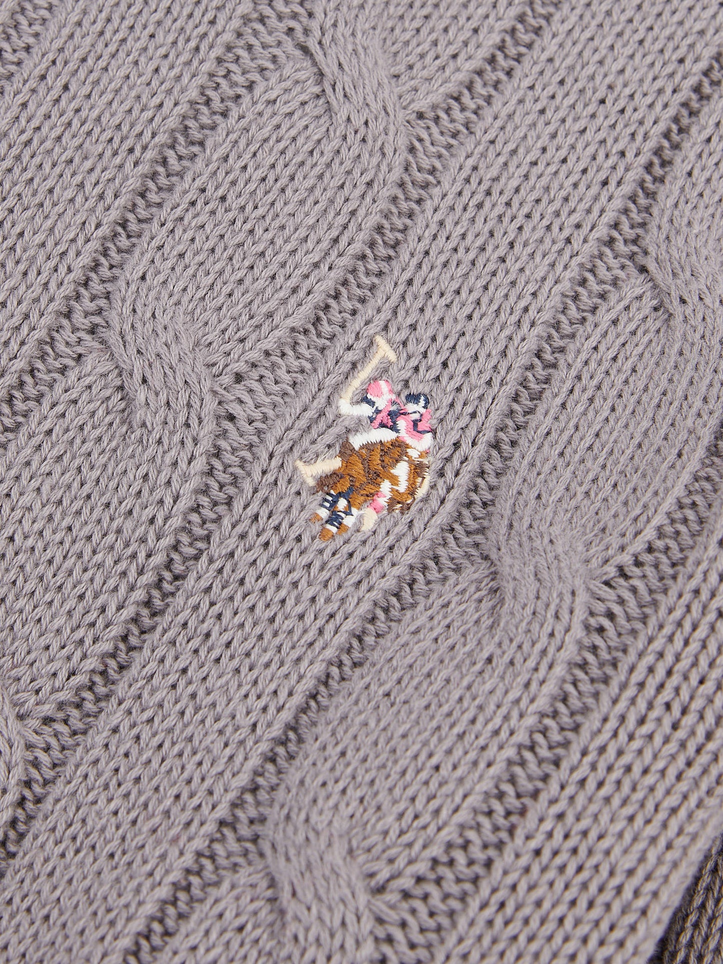 Womens Crew Neck Cable Jumper in Silver Filigree