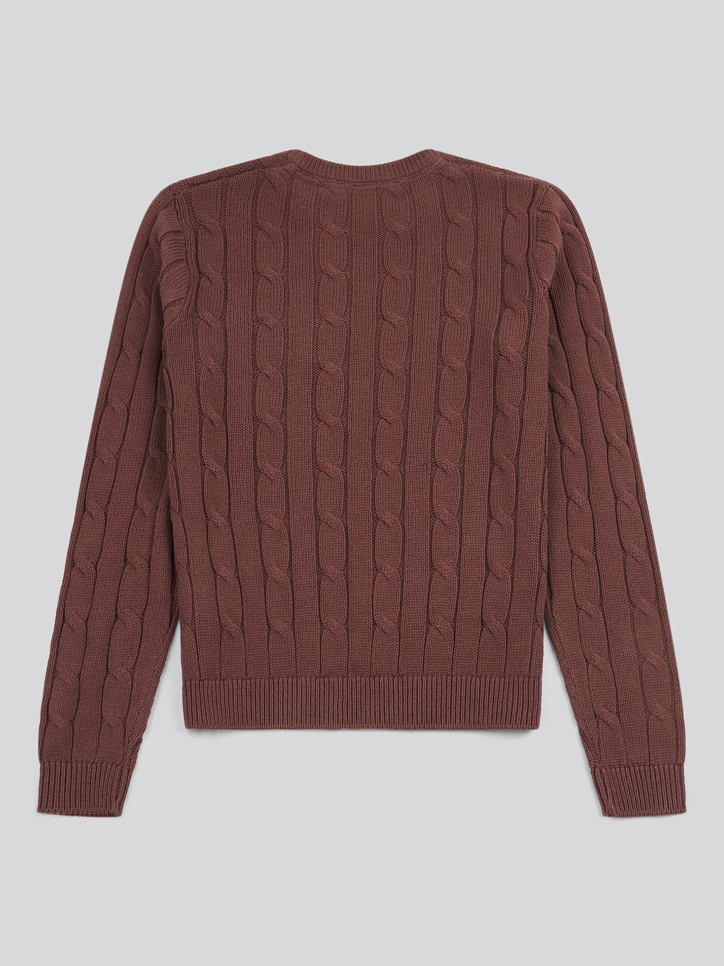 Womens Crew Neck Cable Jumper in Puce