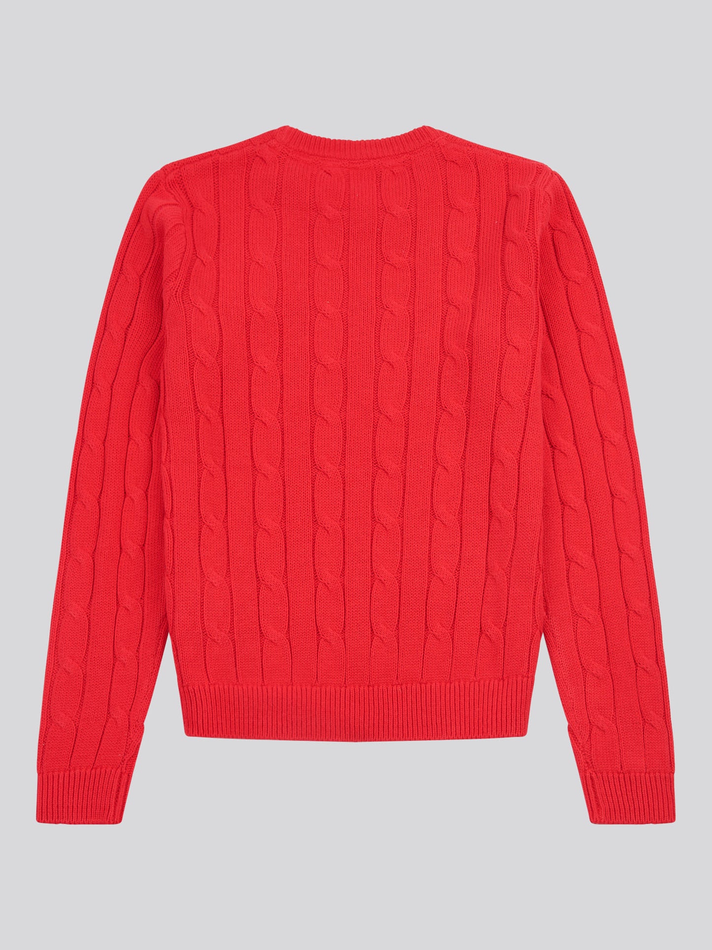 Womens Crew Neck Cable Jumper in Jalapeno Red