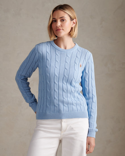 Womens Crew Neck Cable Jumper Open Air