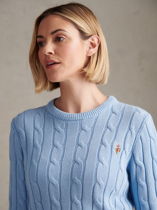 Womens Crew Neck Cable Jumper Open Air