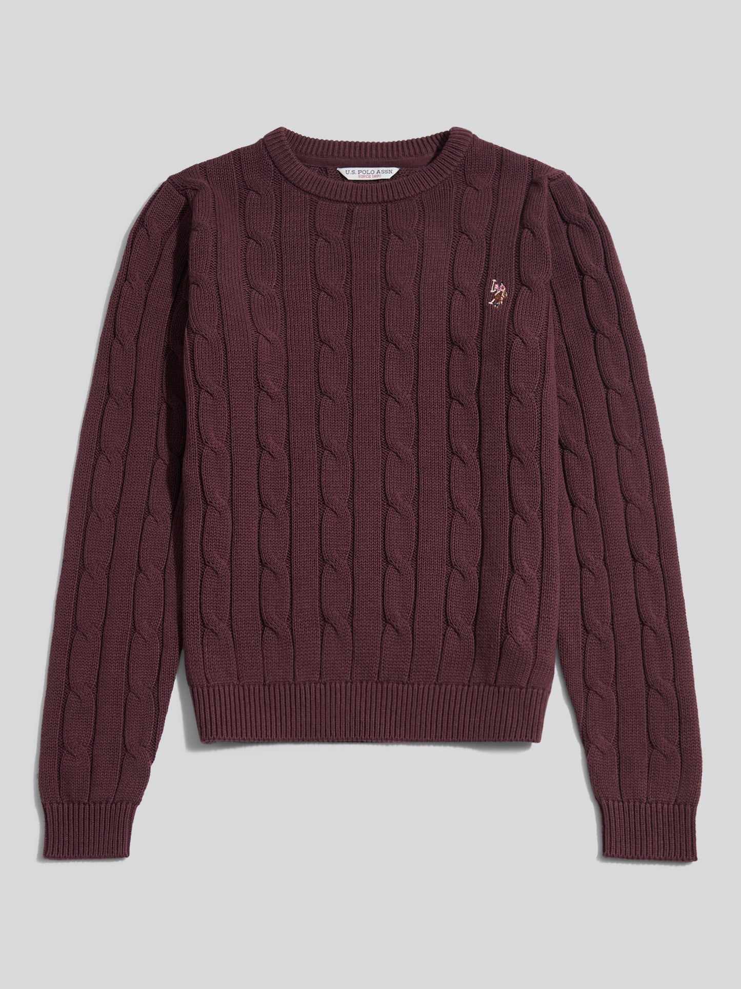 Womens Crew Neck Cable Jumper Huckleberry