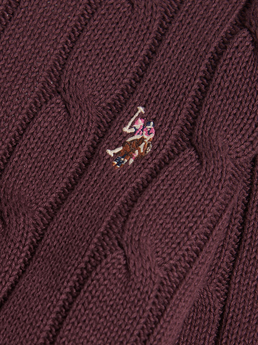 Womens Crew Neck Cable Jumper Huckleberry