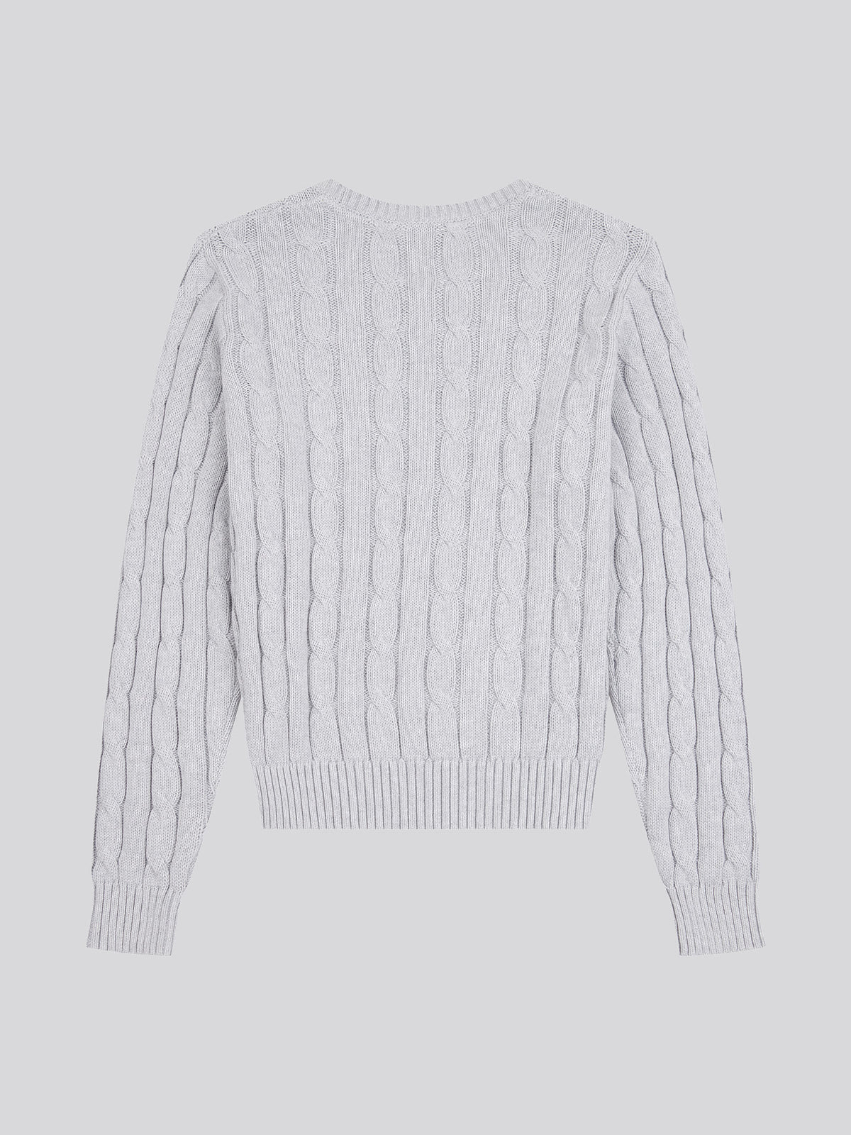 Womens Crew Neck Cable Jumper Pearl Grey Marl