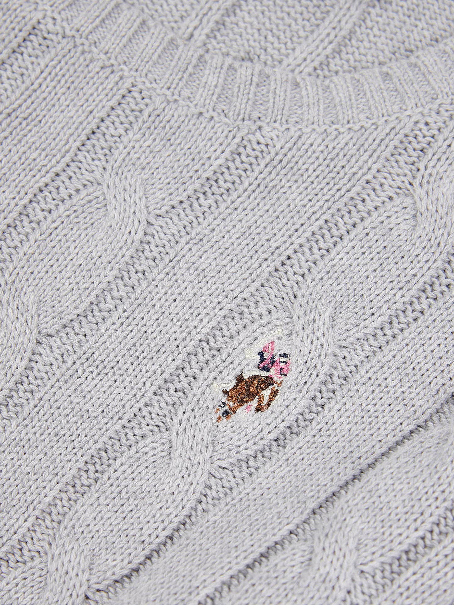 Womens Crew Neck Cable Jumper Pearl Grey Marl