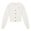 Womens Cable Knit Cropped Cardigan in Marshmallow