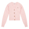 Womens Cable Knit Cropped Cardigan in Crystal Rose