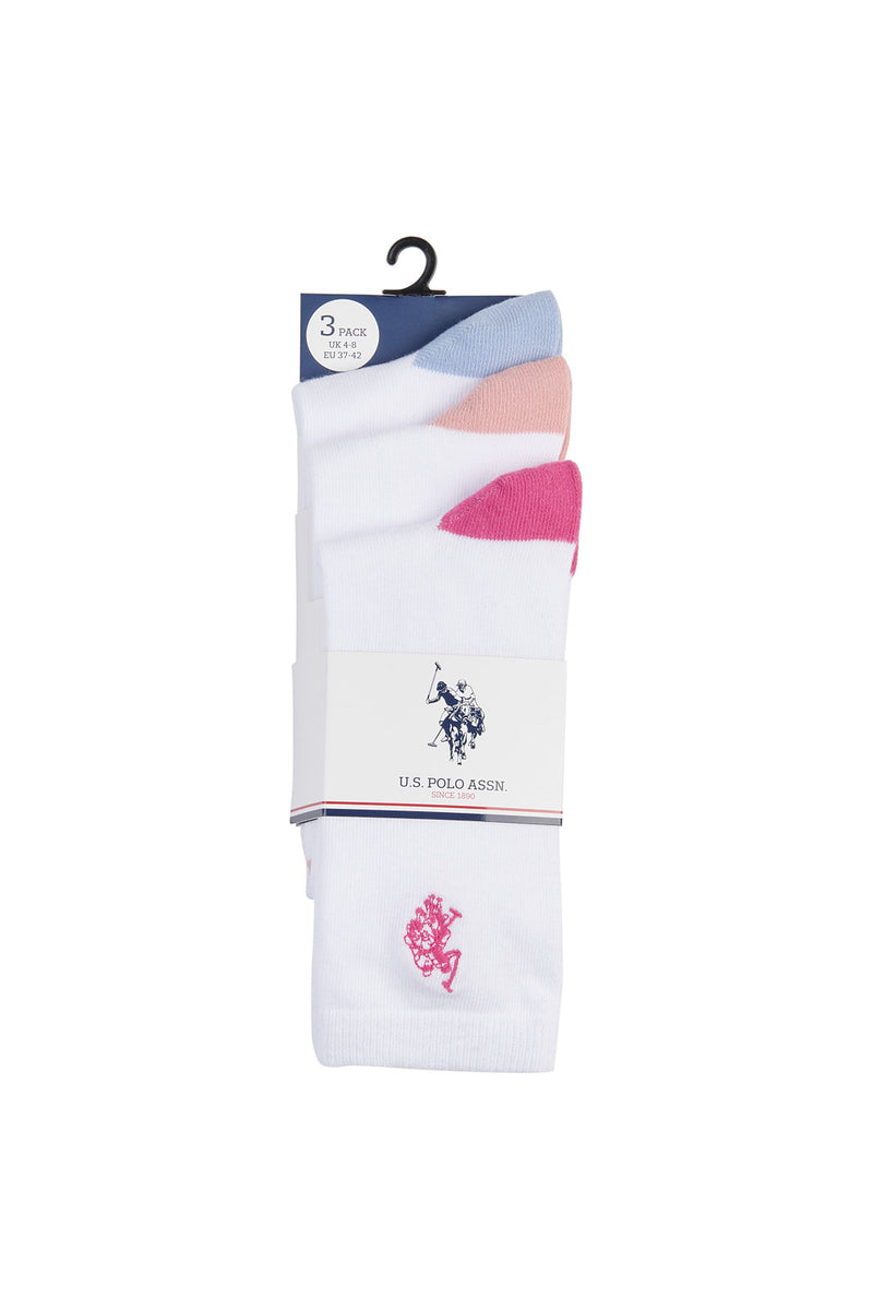 Womens 3 Pack High Contrast Socks in Bright White