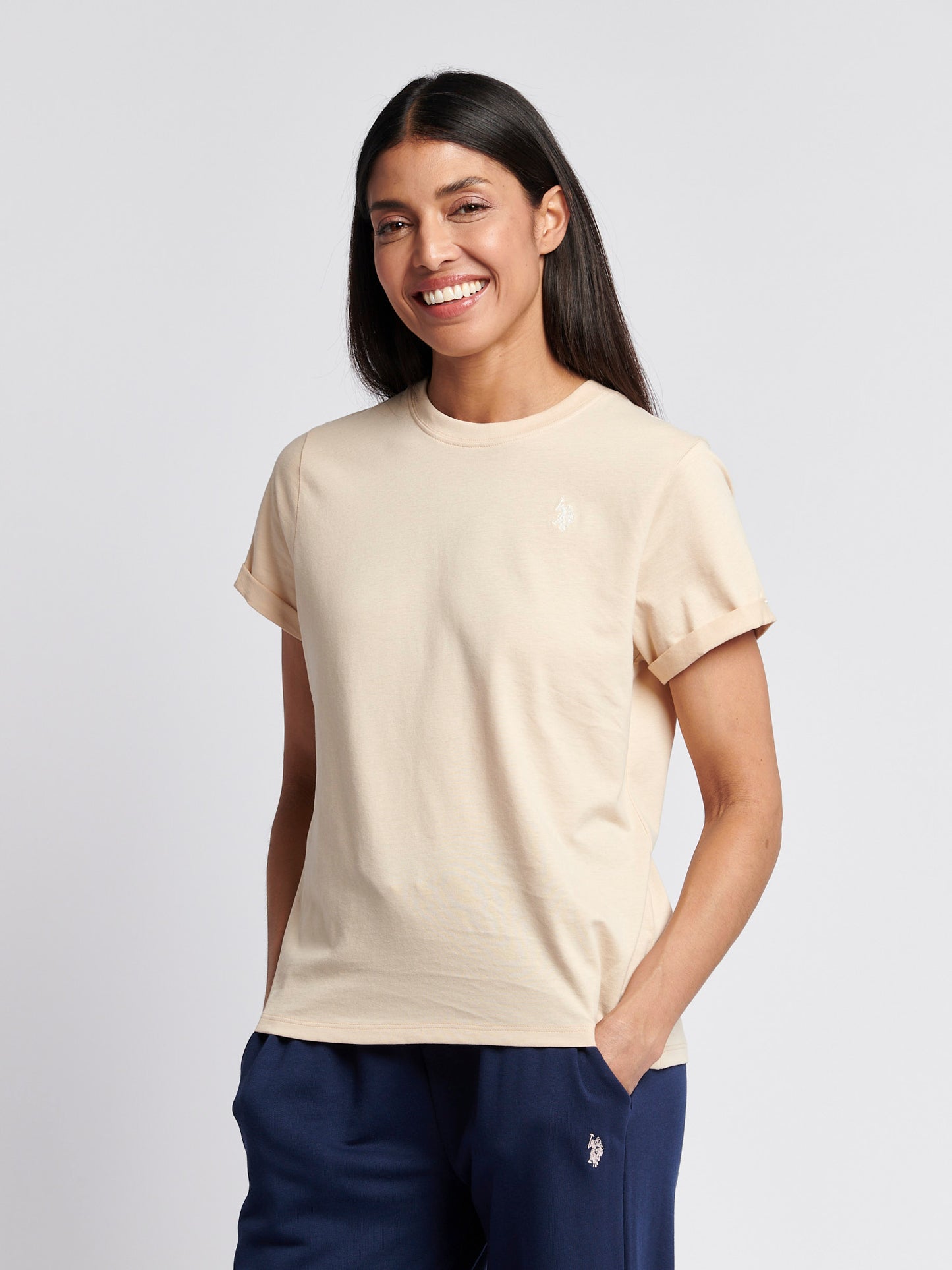 Womens Crew Neck T-Shirt in Smoke Gray